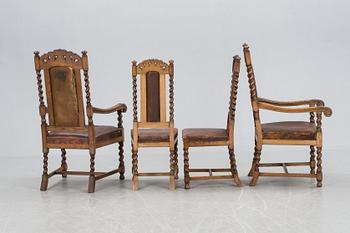 MATSALSMÖBLEMANG, barockstil, 11 delar, omkring 1900.