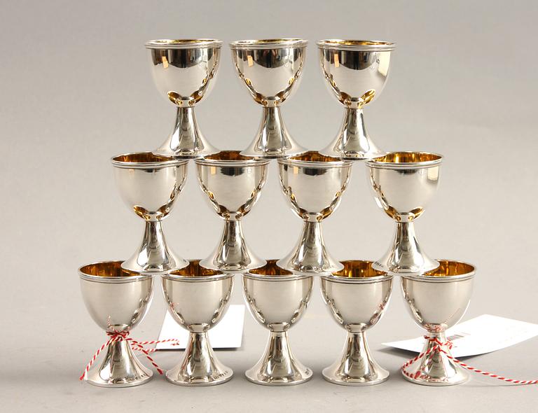 ÄGGKOPPAR, 12 st, silver, Stockholm 1931.