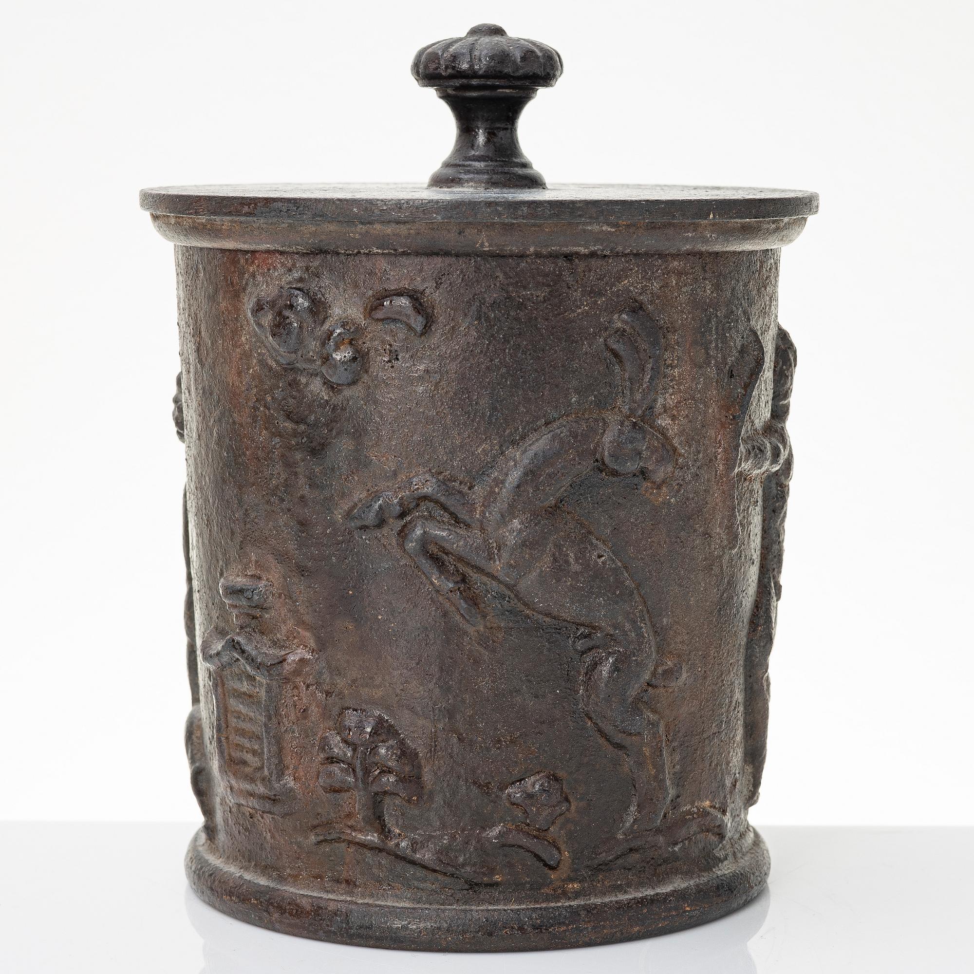 Carl Elmberg, a ”Tobaksburk N:r 1” tobacco jar with lid, Näfveqvarns bruk.
