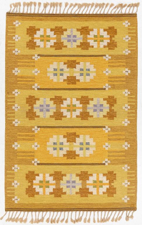 Ingegerd Silow, a flat weave carpet, signed IS, c. 206 x 139 cm.