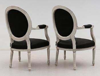 KARMSTOLAR, 1 par, gustaviansk stil, 1900-tal.