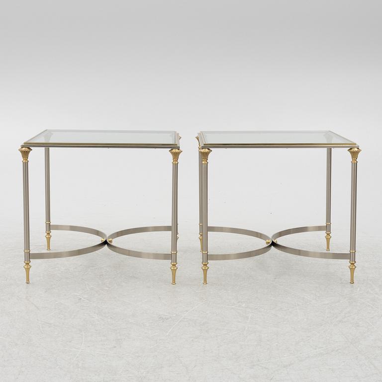 A pair of brass and glass sidetables, mid20th/second half of the 20th century.