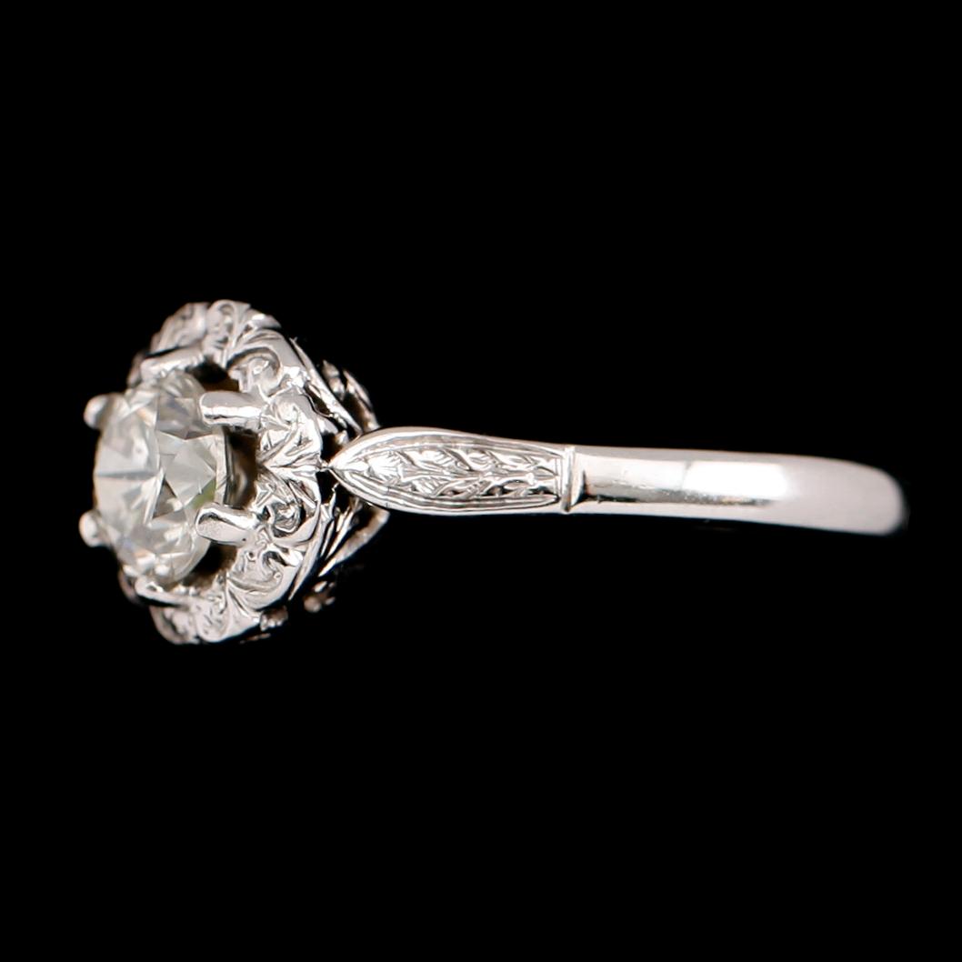 RING, 18 k vitguld, briljantslipad diamant ca 0.93 ct.
