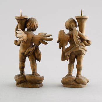 LJUSSTAKAR, 1 par, Leonhard Höldrich, Oberammergau, 1900-tal.