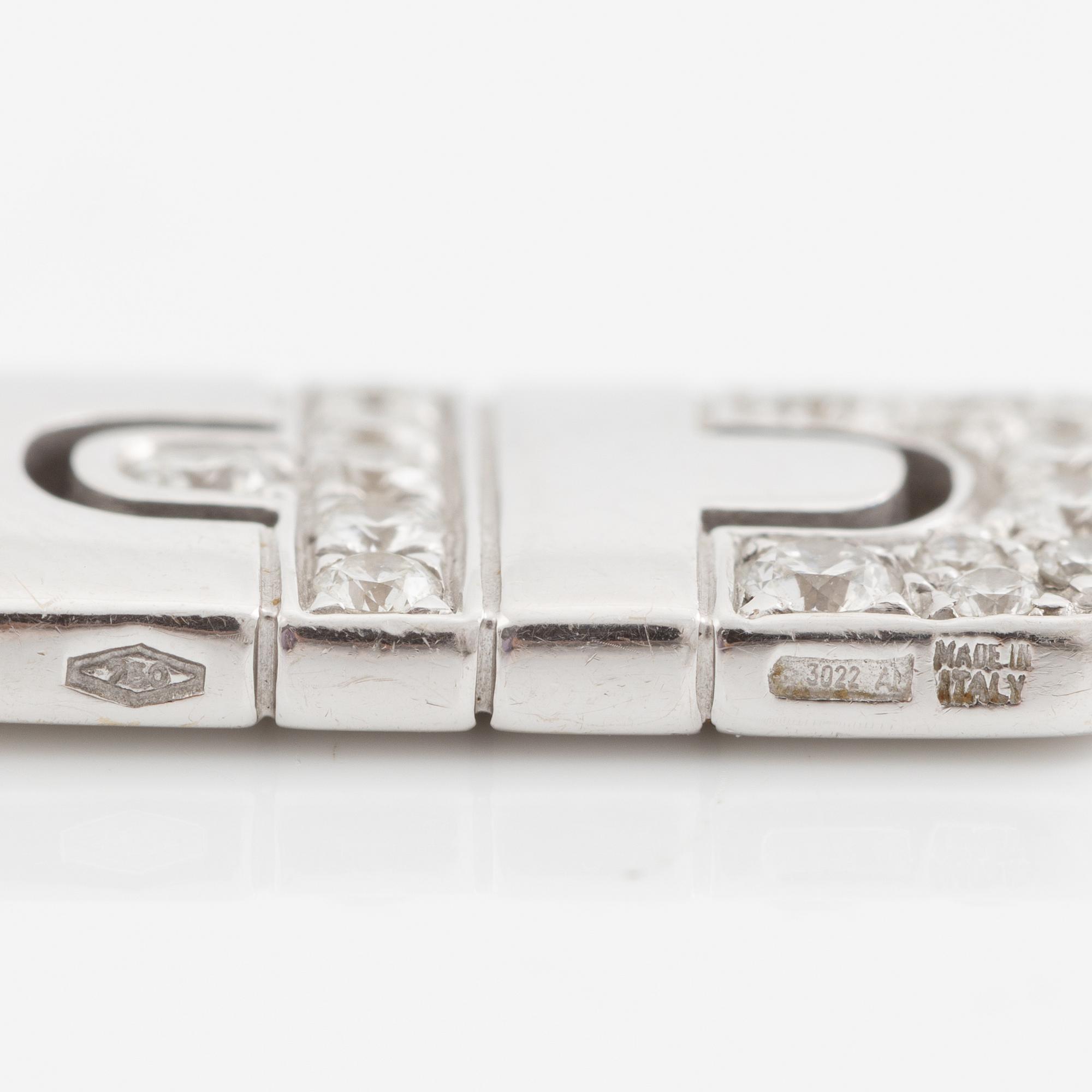 Bulgari hänge/berlock 18K vitguld vitguld med runda briljantslipade diamanter "Parentesi".