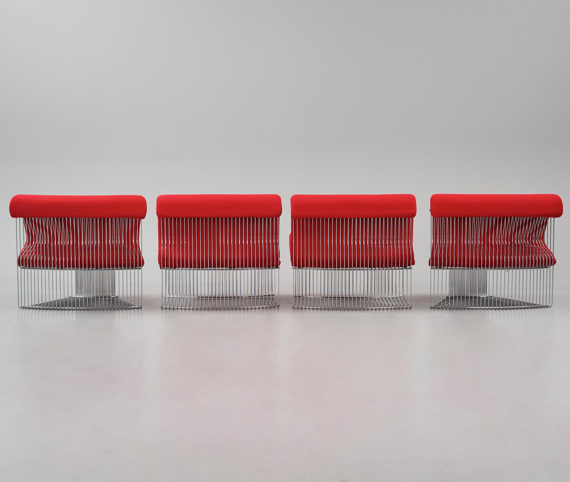 Verner Panton, a four-part "Pantonova" modular sofa, model "105T" & "106T", Fritz Hansen, Denmark, post 1971.