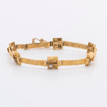 LAPPONIA BRACELET 18K gold w 6 single-cut diamonds 0,12 ct engraved, Finland 1976.