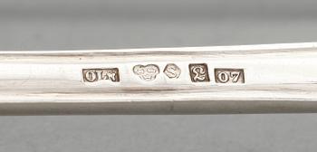 BESTICKSERVISDELAR, 44 st snarlika, "Snäckmodell", bla Carl Hoff, Hälsingborg, 1900-tal. Tot vikt ca 1250 g.