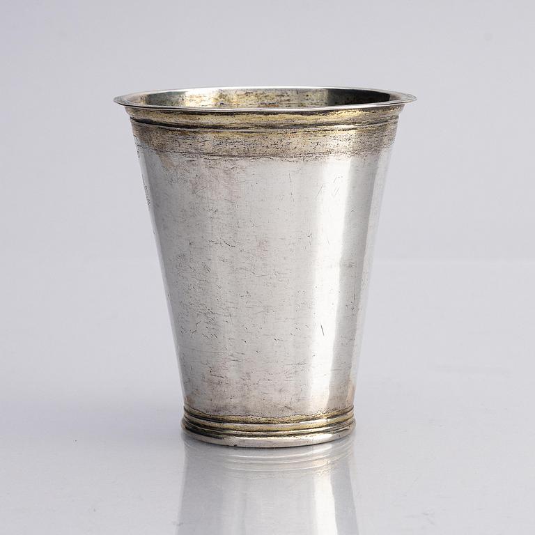 A Swedish early 18th century parcel-gilt silver beaker, mark of Salomon Feiff, Stockholm 1704.