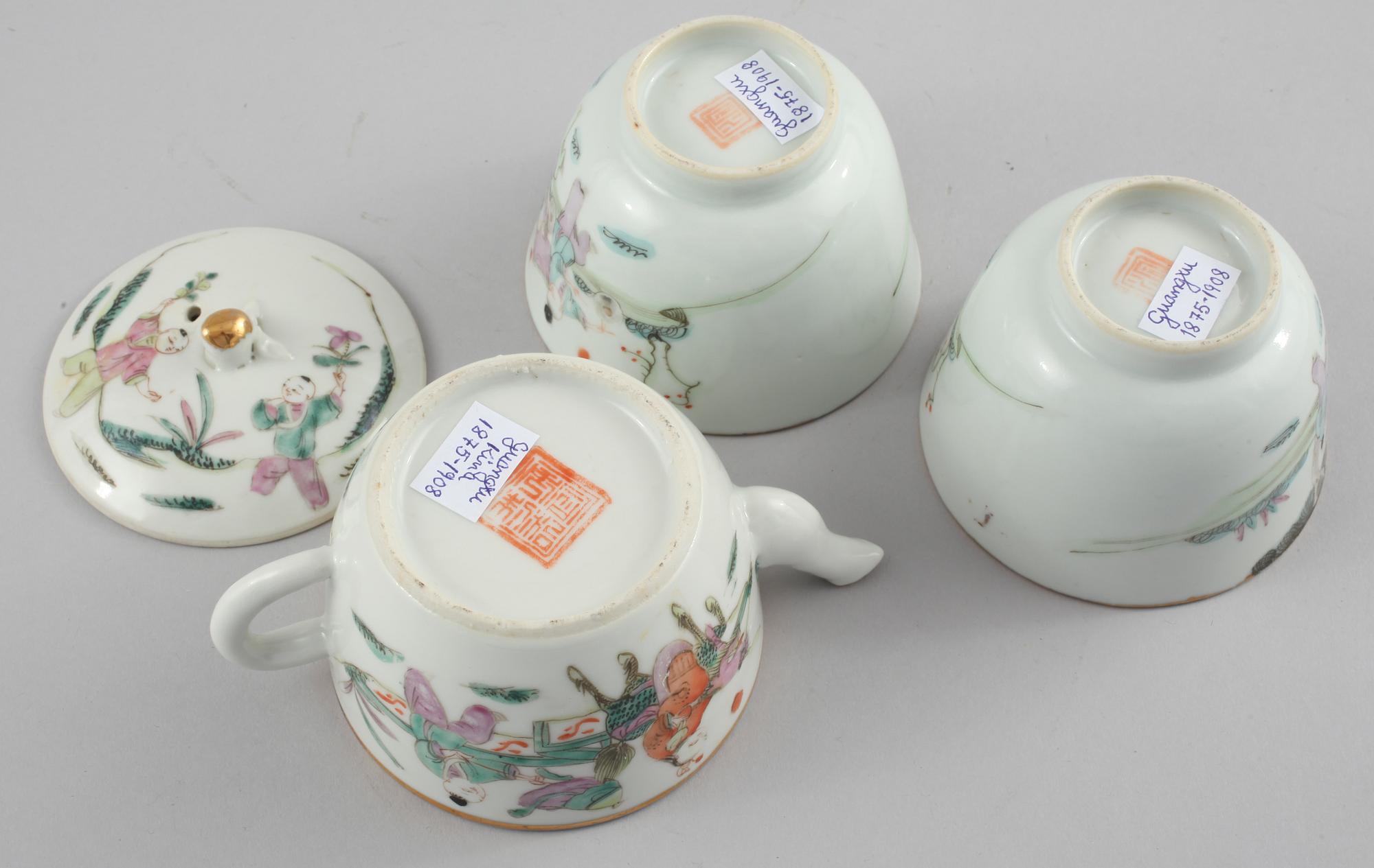 KANNA och KOPPAR, 3 delar, Kina, 1800/1900-tal.