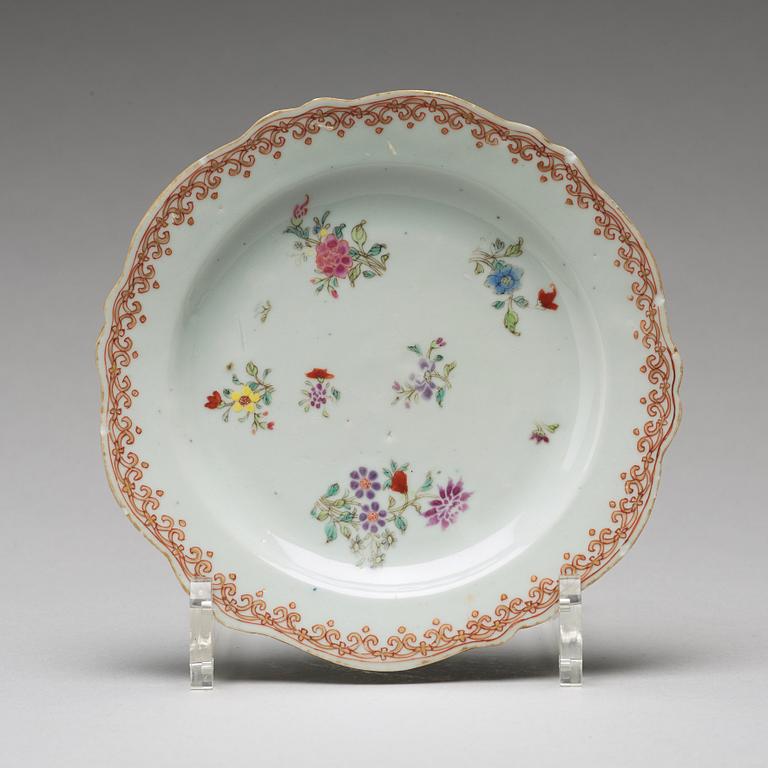 A set of 12 (8+4) famille rose dessert dishes, Qing dynasty, Qianlong (1736-95).