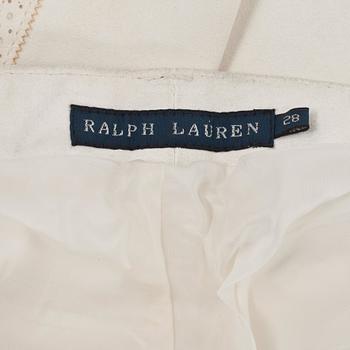 RALPH LAUREN, a pair of white suede trousers, size 28.