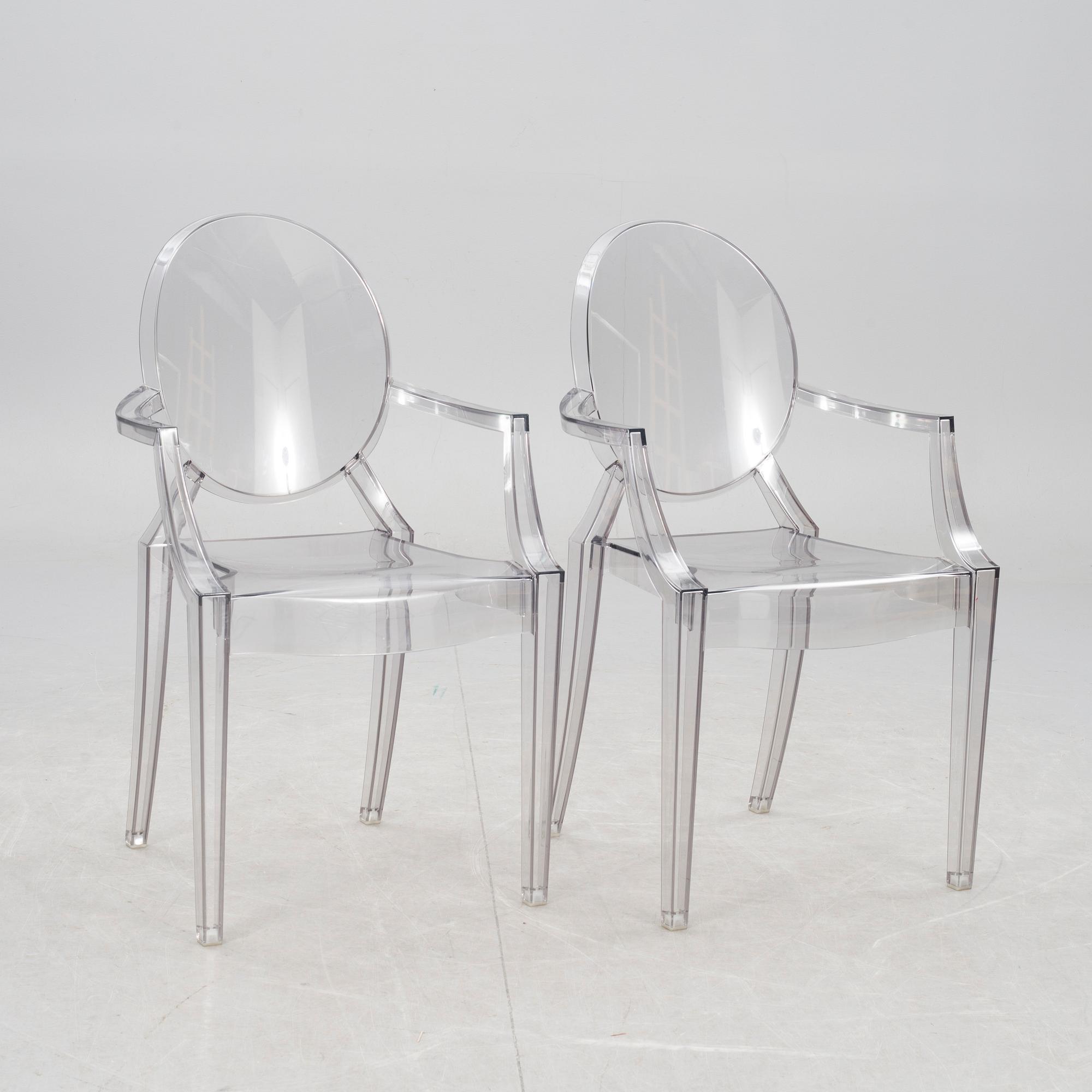 KARMSTOLAR, ett par, "Louis Ghost", Philippe Starck för Kartell.