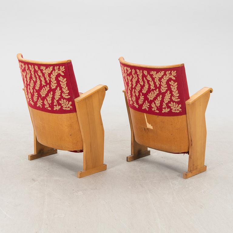 Theater chairs, a pair of Malmö Opera (formerly Malmö Stadsteater). 1940s.