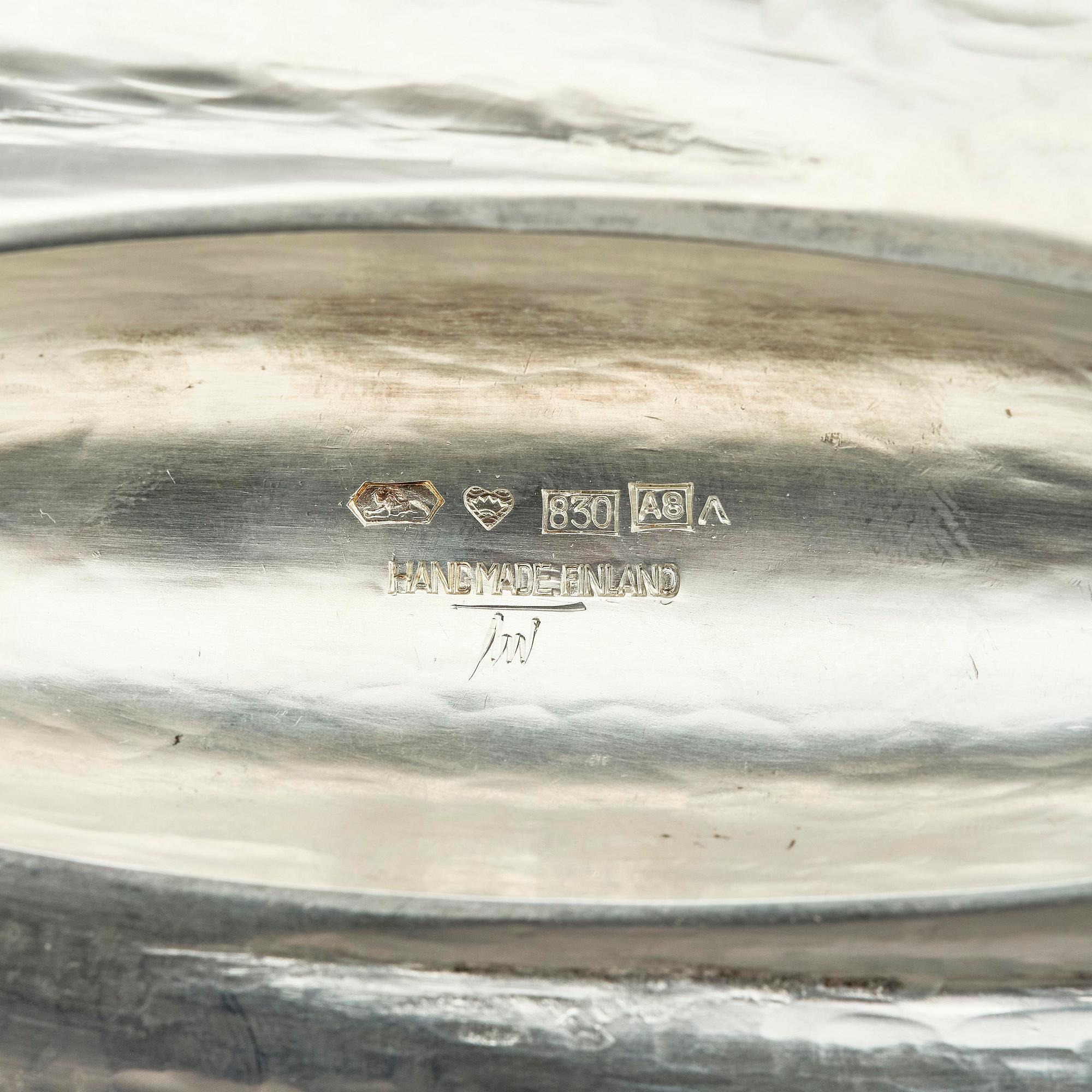 Tapio Wirkkala, a silver bowl, model TW9, marked TW, Kultakeskus, Hämeenlinna 1978.