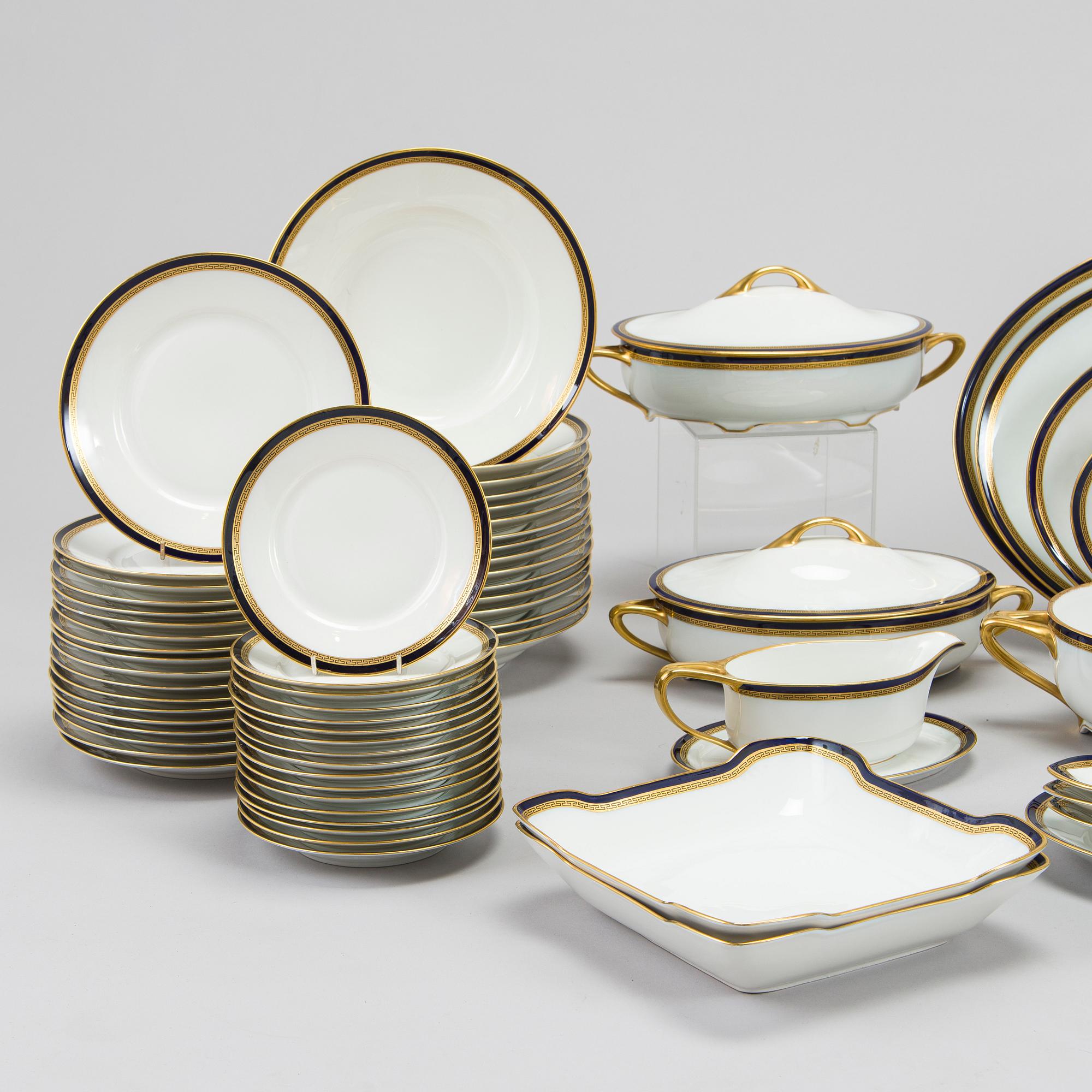 Ruoka-astiasto, 127 osaa, posliinia, "Botticelli" Rosenthal Selb Bavaria, ja Hutschenreuther, Saksa 1900-luvun puoliväli.