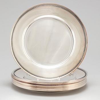 GAB, undertallrikar 11, st, silver, Stockholm, 1950/60's.