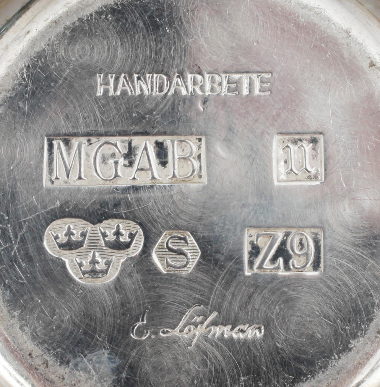 PARTI SILVER, 5 delar, bl a MGAB, Uppsala, 1970-tal, total vikt 946 g.