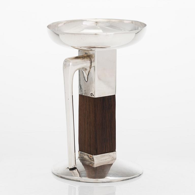 Alfred Pollak, a silver and rosewood candlestick, Prague 1910-15.