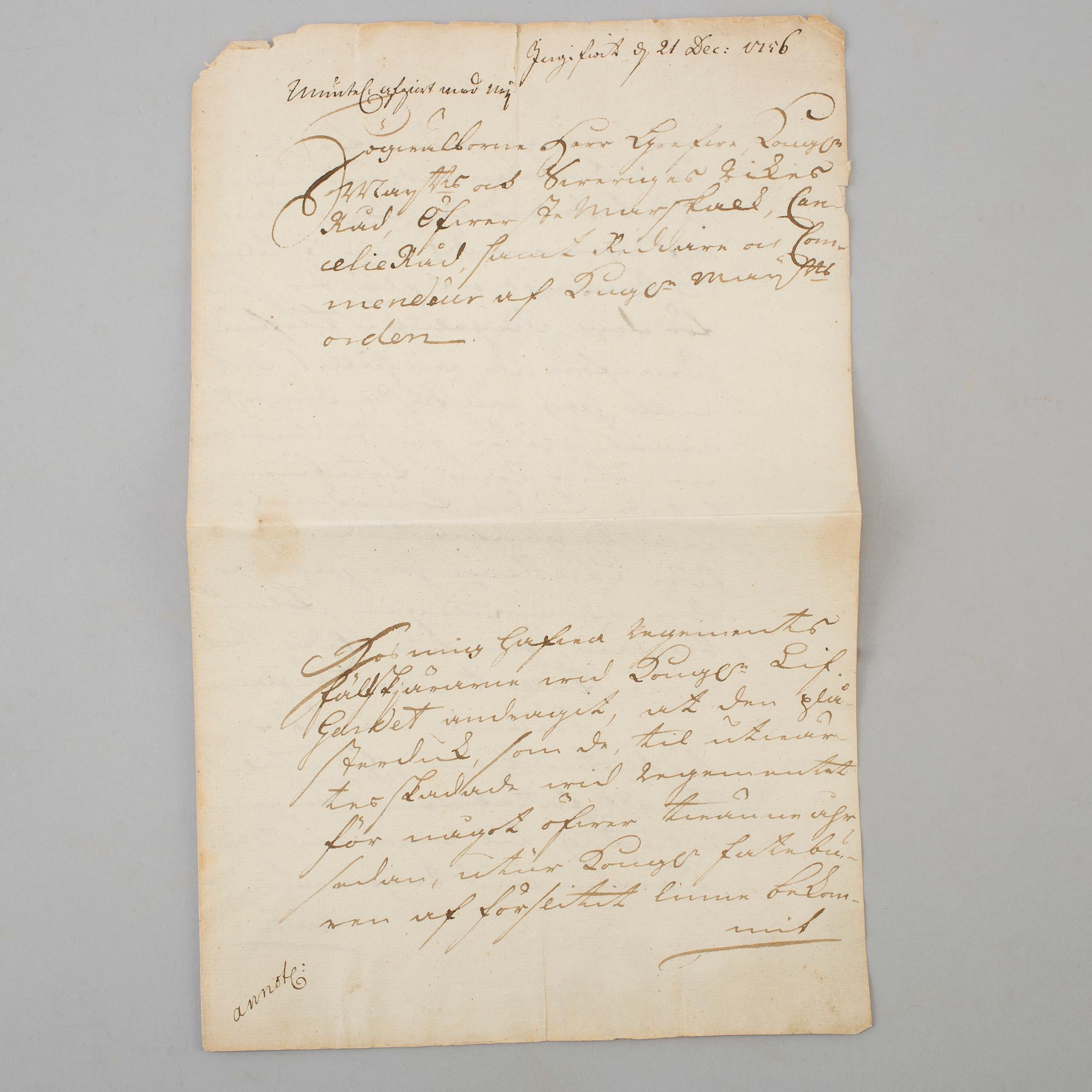 LETTER / MANUSCRIPTS, 7 st, members of the family von Fersen.