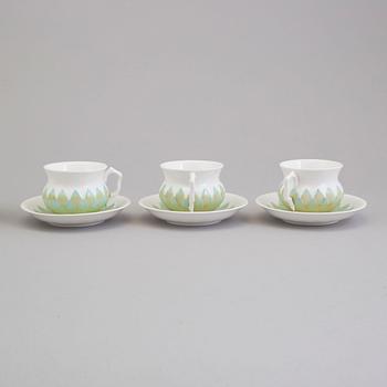 KAFFEKOPPAR, tio stycken, Jugend, Rörstrand, 1900-talets början.
