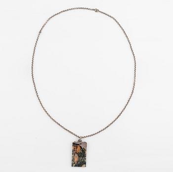 Silver and moss agate necklace, Frank Ahm.