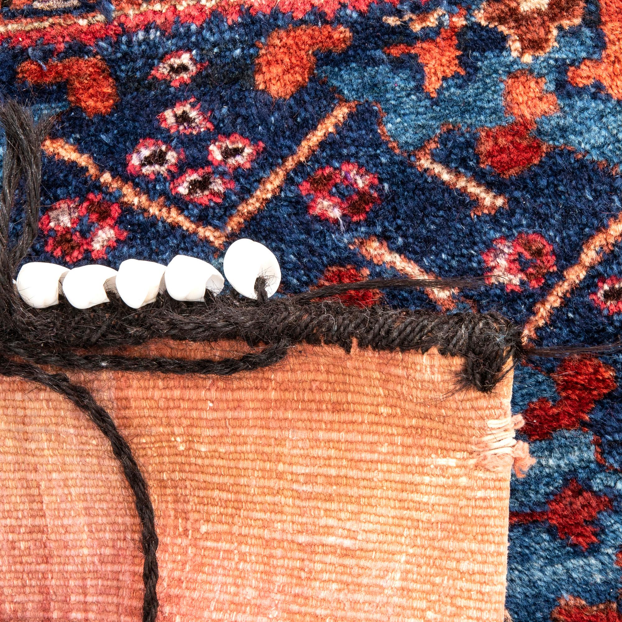 Saddle bag Afshar Khorjin old 146x68 cm with sewn-on shells.