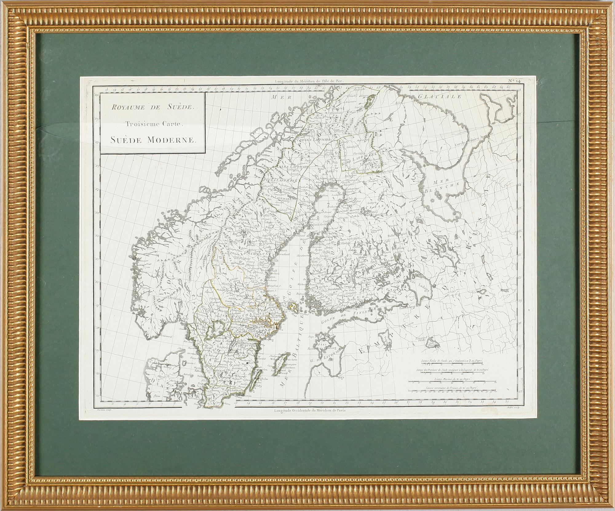 KOPPARSTICK, karta, Pierre Francois Tardieu, 1700-tal.