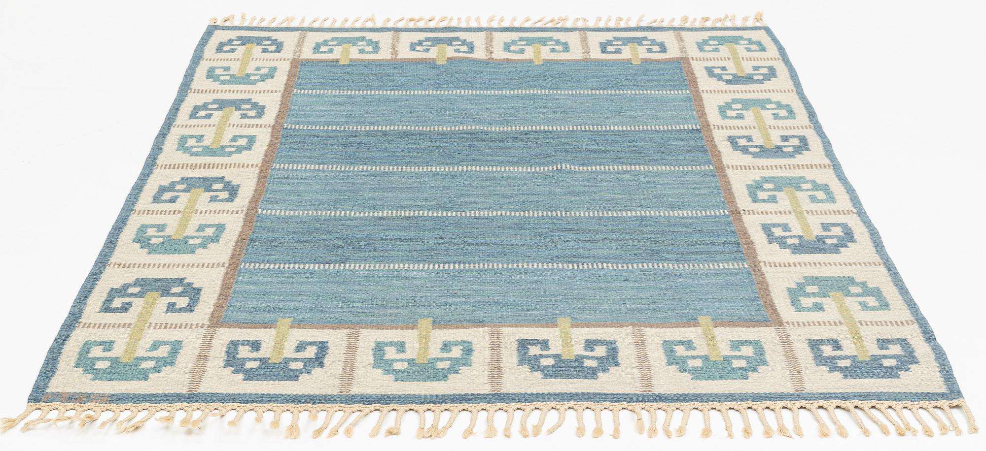 Anna-Greta Sjöqvist, a flat weave carpet, signed AGS, 215 x 167 cm.