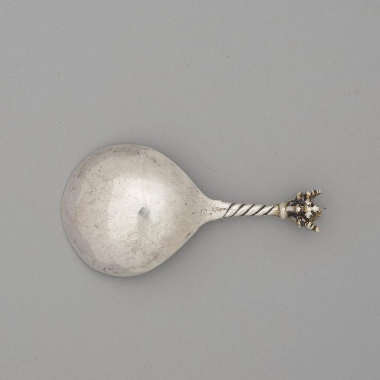 A Swedish 16th century parcel-gilt spoon, with traces of a mark.