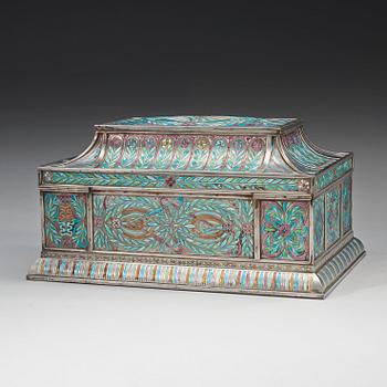 A Ferdinand Boberg Art Nouveau silver and enamel jewelry box, CG Hallberg, Stockholm 1909.