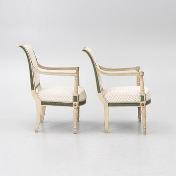 Karmstolar, ett par, directoire, Frankrike, sent 1700-tal.