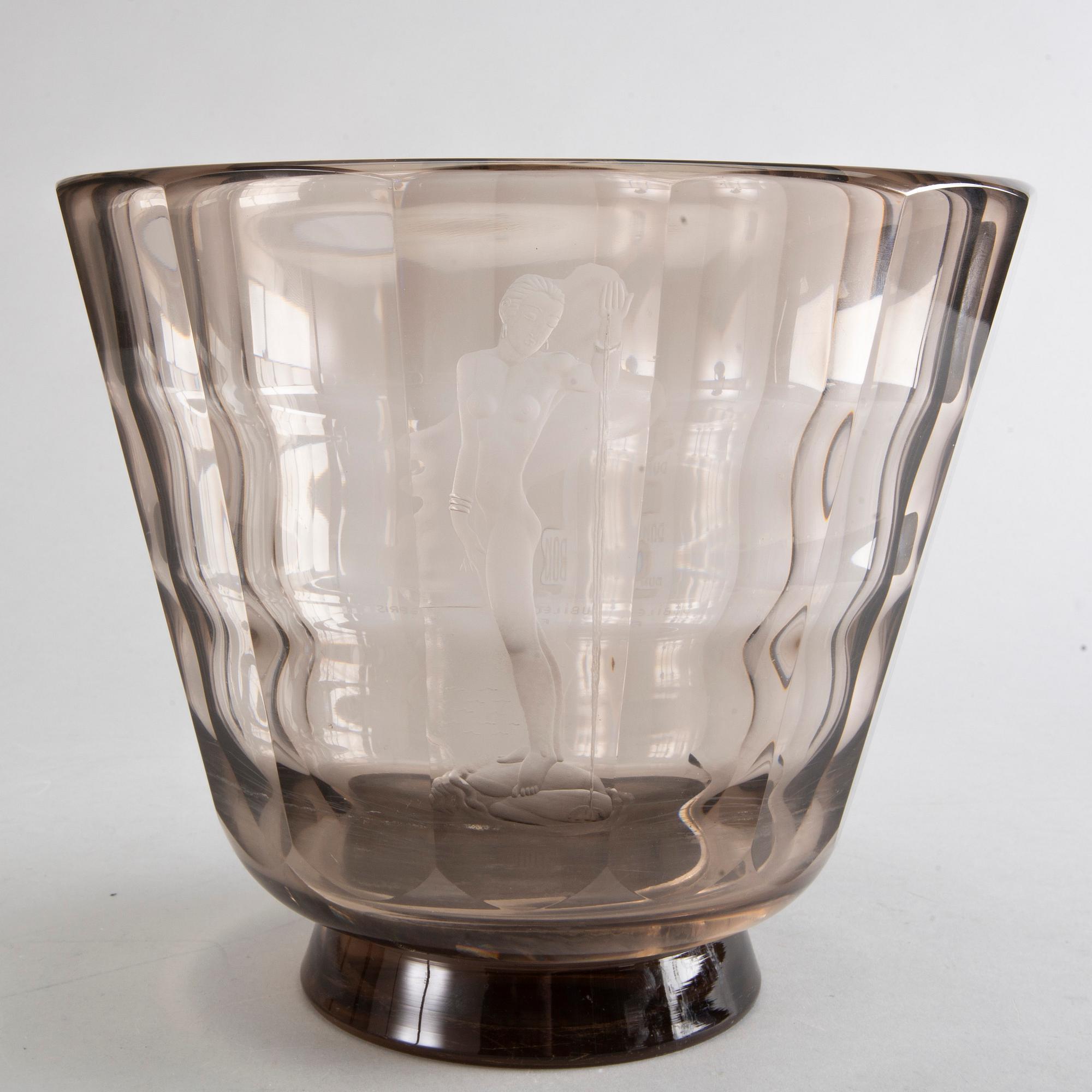 SIMON GATE, Glass bowl, Orrefors, 1930's.