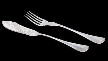 FISKBESTICK, 12+12 delar, nysilver.