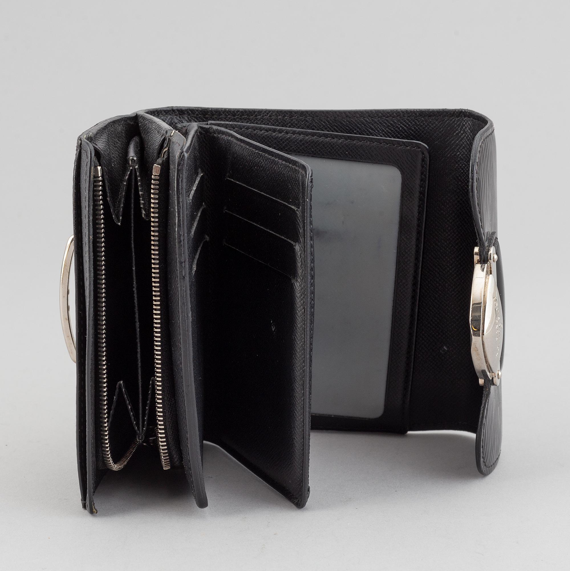 Louis Vuitton, a patent epi wallet.