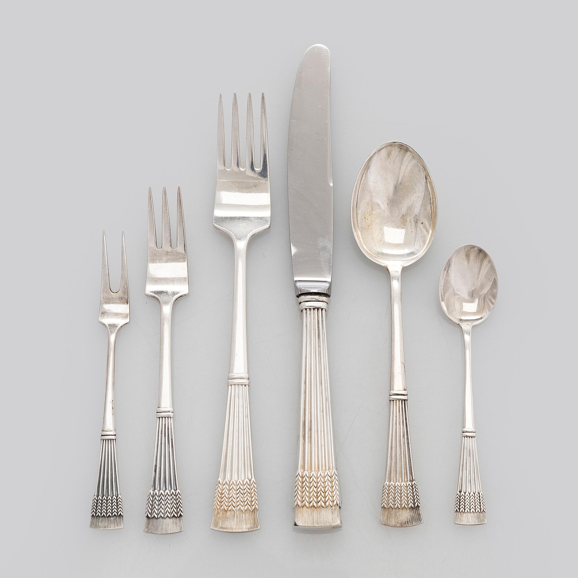 A 29-piece set of 'Tähkä' silver cutlery, Finnish hallmarks.