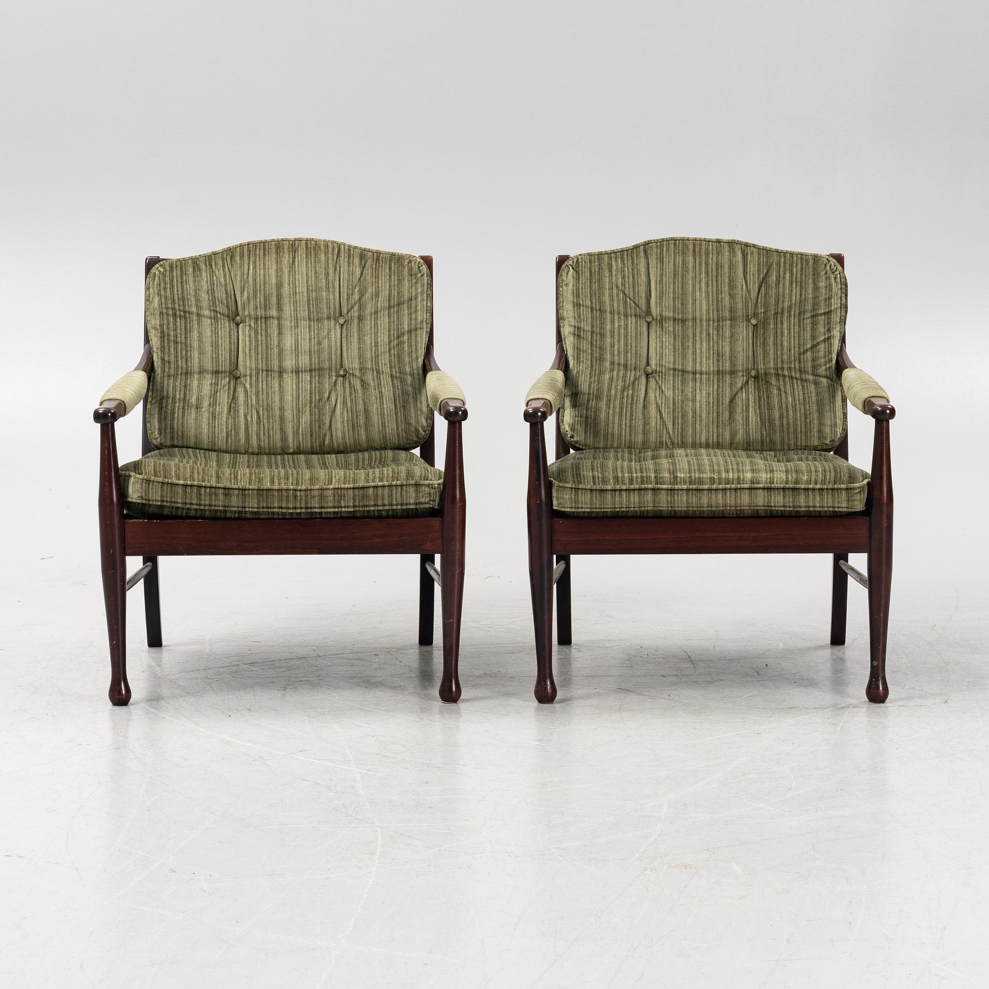 Easychairs, a pair, Ulferts, second half of the 20th century.