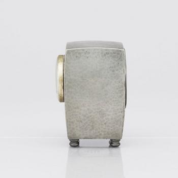 An Arts & Crafts Liberty & Co Tudric pewter and enamel timepiece, model no.0756.