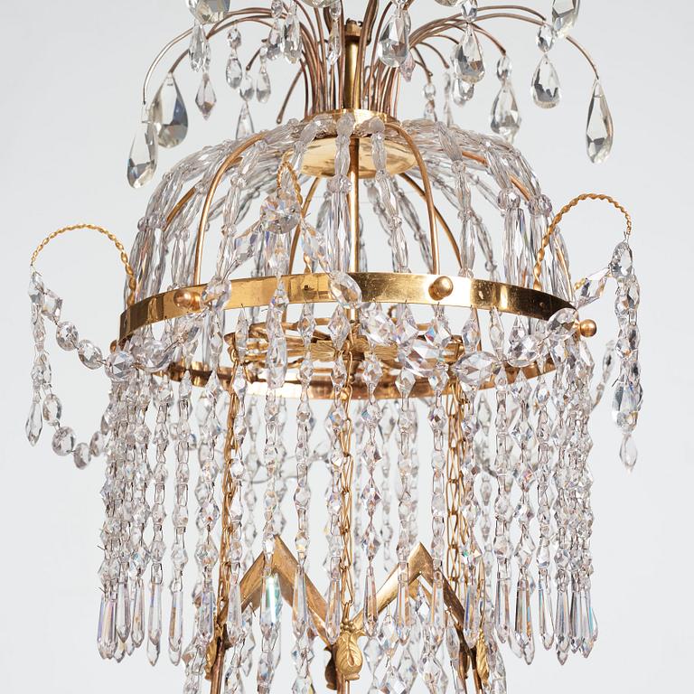 A late Gustavian seven-light chandelier by Carl Henrik Brolin (1765-1832), ca 1800.