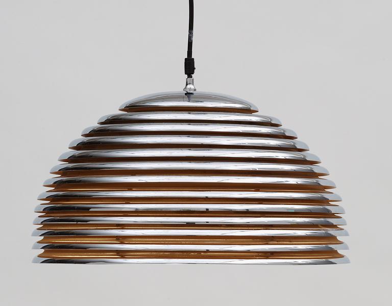 A Kazuo Motozawa chromed metall 'Saturno' hanging lamp, Japan.