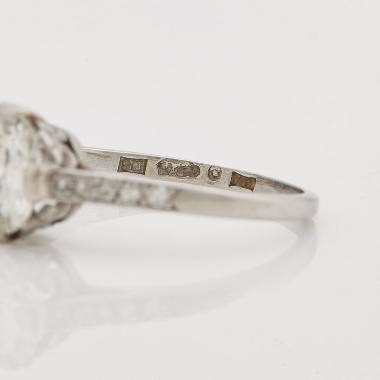 A ring set with an old-cut diamond.