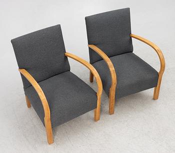 A pair of Swedish Modern armchairs, 1940's.