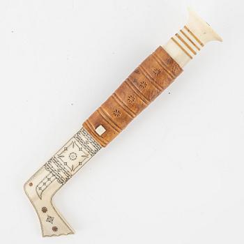 Nikolaus Fankki, a reindeer horn knife, sifned and dated 1952.