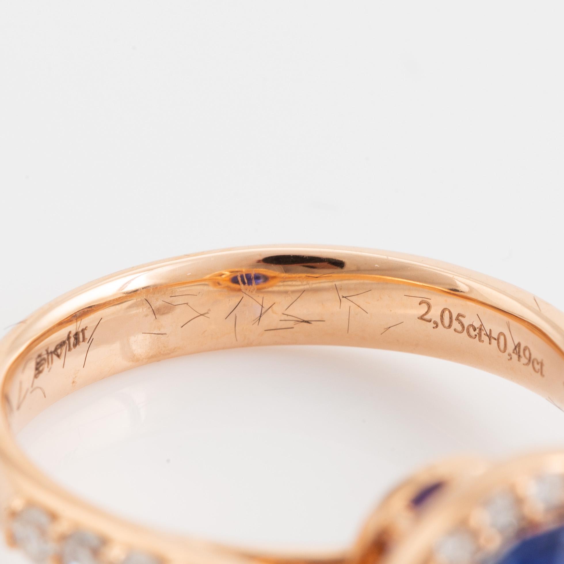 Sapphire and brilliant cut diamond ring.