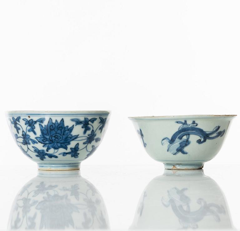 Two blue and white bowls, Ming dynasty (1368-1644).