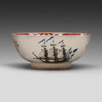 230. A famille rose 'European Subject' punch bowl, Qing dynasty, Qianlong (1736-95).