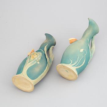 Two similar of Bernard Bloch Austrian Art Nouveau vases, circa 1900.