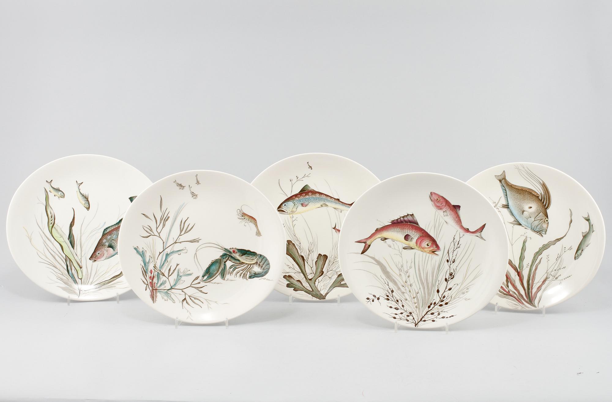 FISKTALLRIKAR, 12 st, flintgods, "Fish", Johnson & Bros, England, 1900-tal.