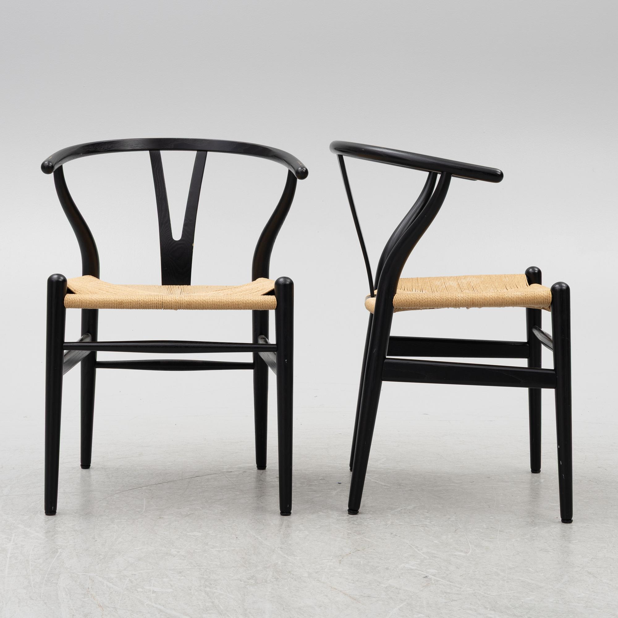 Hans J. Wegner, chairs, 6 pcs, CH24 "The Wishbone Chair", probably Carl Hansen & Son, Odense, Denmark, contemporary production.