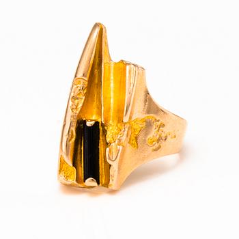 BJÖRN WECKSTRÖM, RING, "Tourmaline River", 14K guld, turmalin, Lapponia 1982.